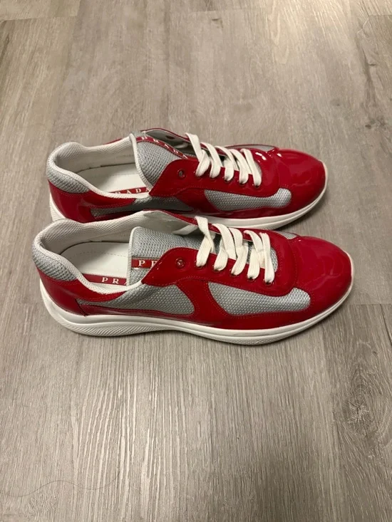 Prada Men’s Patent Leather and Technical Fabric America's Cup Sneakers Sz 7 - Picture 2 of 10